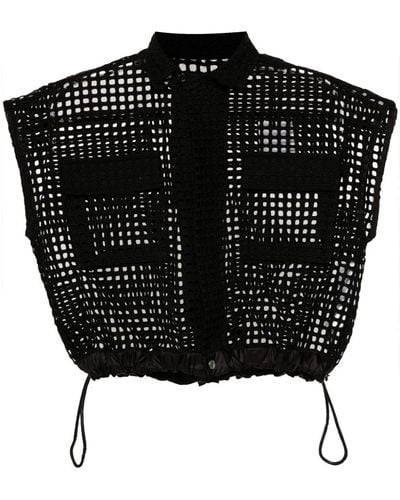 Sacai Fully-perforated Cropped Blouse - Black