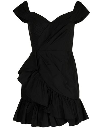 Marchesa Draped-detail Taffeta Minidress - Black