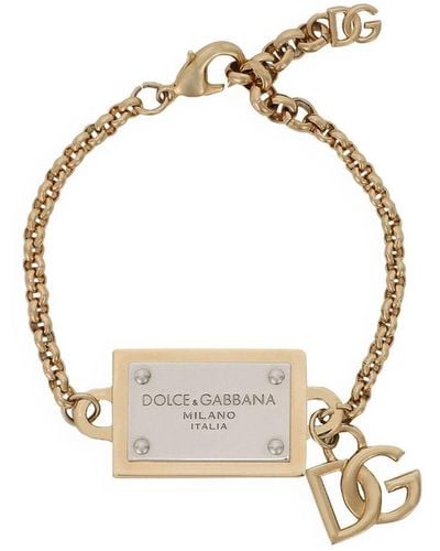Dolce & Gabbana Bracciale a catena con logo - Bianco