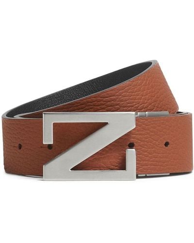 Zegna Reversible Leather Belt - Brown