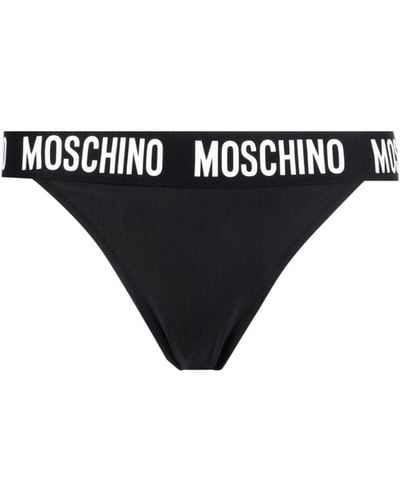Moschino Bas de bikini à bande logo - Noir