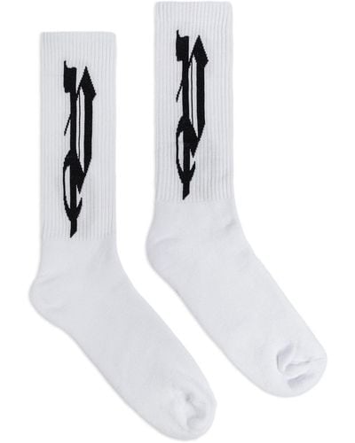 Palm Angels Logo-print Cotton-blend Socks - White