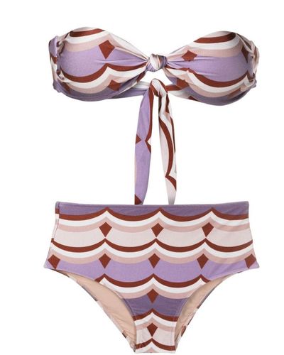 Adriana Degreas Ondas Vintage-print Strapless Bikini - Pink