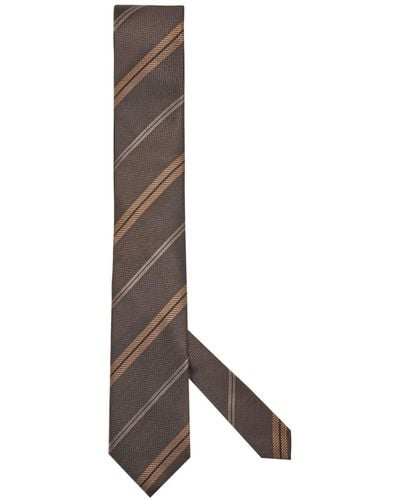 Tom Ford Cravate en soie à rayures diagonales - Marron