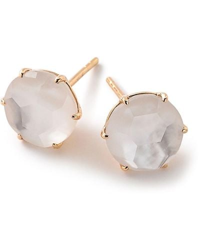 Ippolita 18kt Yellow Gold Medium Rock Candy Mother-of-pearl And Clear Quartz Studs - White