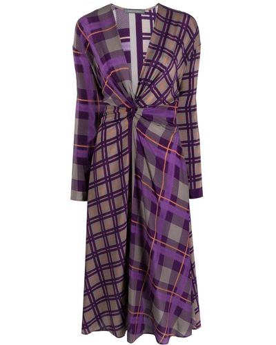 Alberta Ferretti Vestido midi a cuadros - Morado