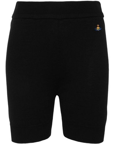 Vivienne Westwood Gestrickte Shorts mit Logo-Stickerei - Schwarz