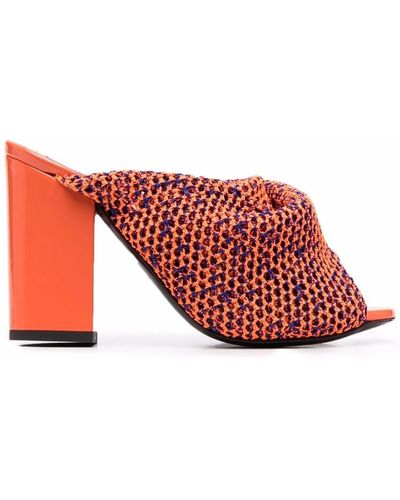 MSGM Woven-strap Heeled Mules - Orange