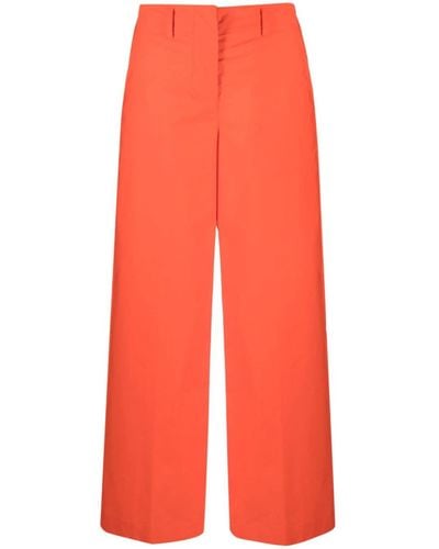 Erika Cavallini Semi Couture High-waisted Cotton Trousers - Red