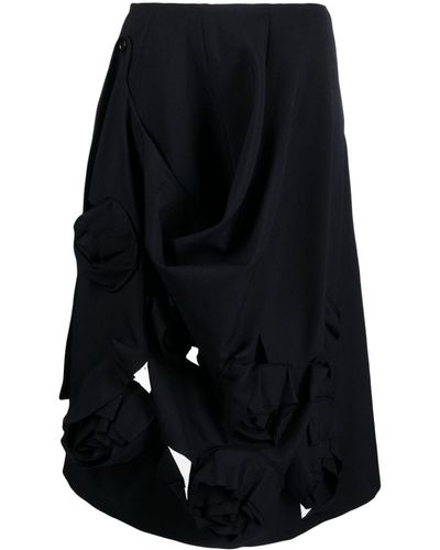 Comme des Garçons Wool Draped Midi Skirt - Black