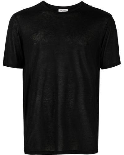 Saint Laurent Camiseta de manga corta con cuello redondo - Negro
