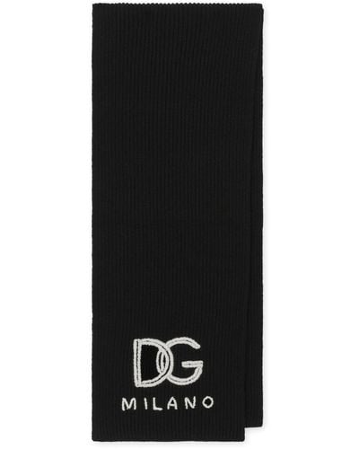 Dolce & Gabbana Écharpe en cachemire maille anglaise à logo DG - Noir