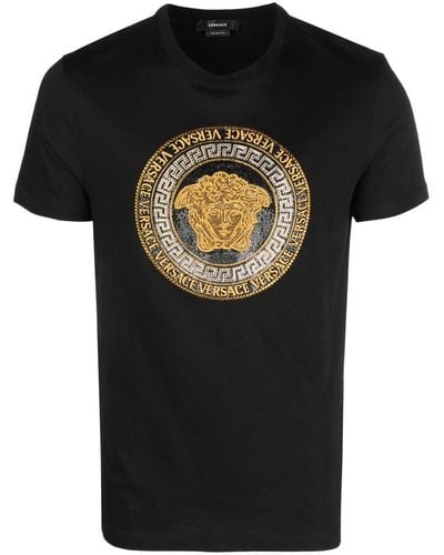 Versace メドゥーサ ビジュー Tシャツ - ブラック