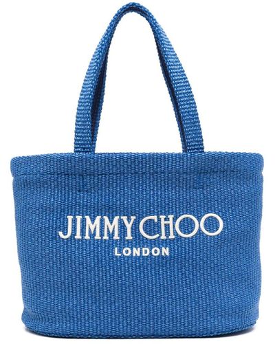 Jimmy Choo Logo-embroidered Beach Bag - Blue