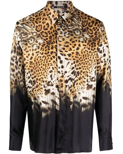 Roberto Cavalli Leopard-print Long-sleeved Shirt - Grey