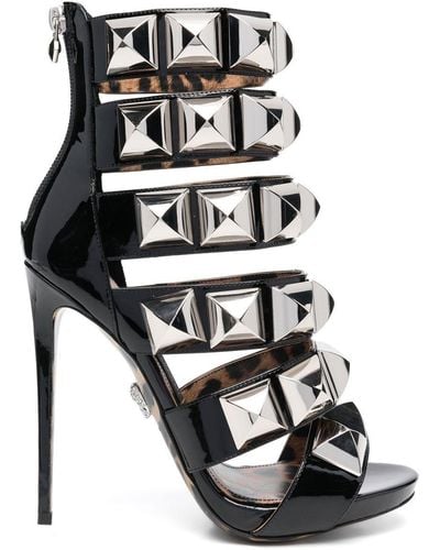 Philipp Plein Studded Leopard-print Sandals - Metallic