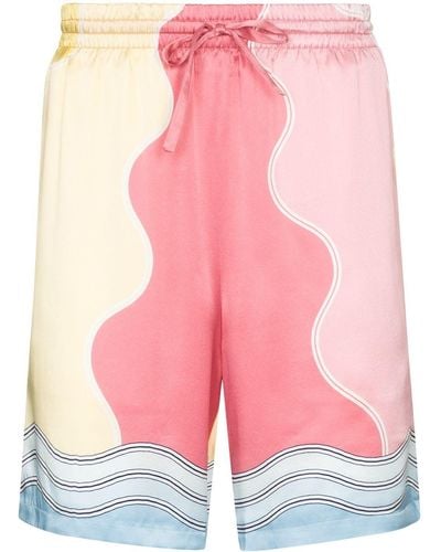 Casablanca Soleil Levant Silk Shorts - Pink