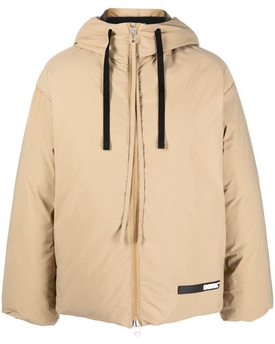 OAMC Logo-patch Hooded Puffer Jacket - Natural