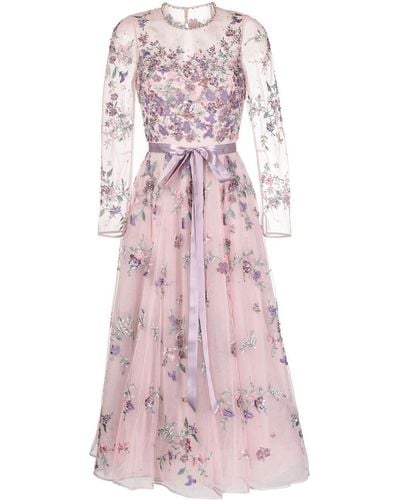 Jenny Packham Effie Floral-embroidered Dress - Pink