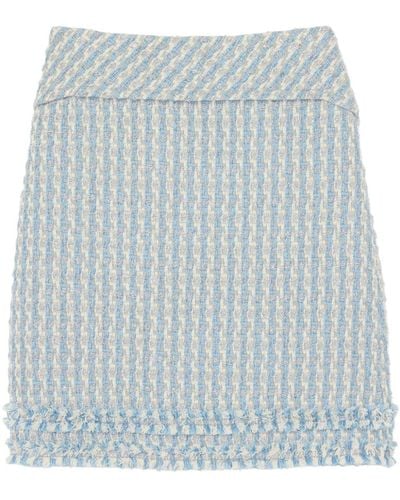 St. John High-waisted Tweed Miniskirt - Blue