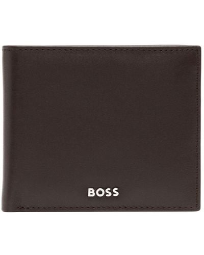 BOSS Logo-lettering bi-fold wallet - Marrone