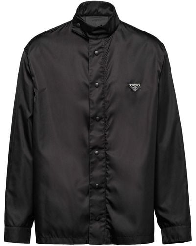Prada Re-nylon Triangle-logo Shirt - Black