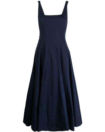 STAUD Midi-jurk Met Vierkante Hals - Blauw