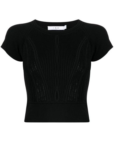 IRO Cut-out Ribbed Top - Black