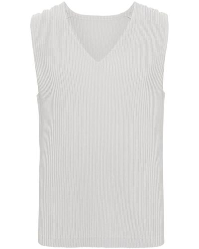 Homme Plissé Issey Miyake V-neck Pleated Tank Top - White