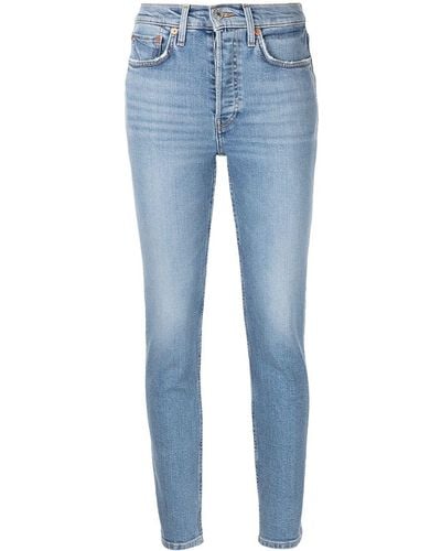 RE/DONE Ultra Stretch Cropped Jeans - Blue