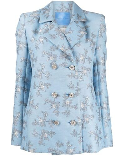 Macgraw Circa 72 Floral-jacquard Double-breasted Blazer - Blue