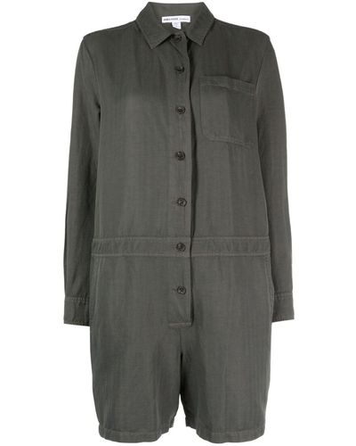 James Perse Long-sleeved Buttoned Playsuit - Gray