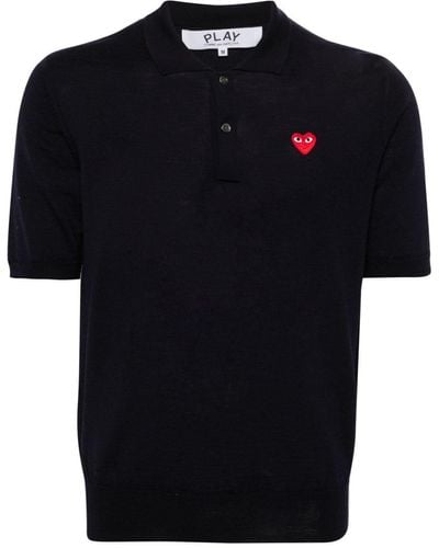 COMME DES GARÇONS PLAY Logo-patch Knitted Polo Shirt - Black