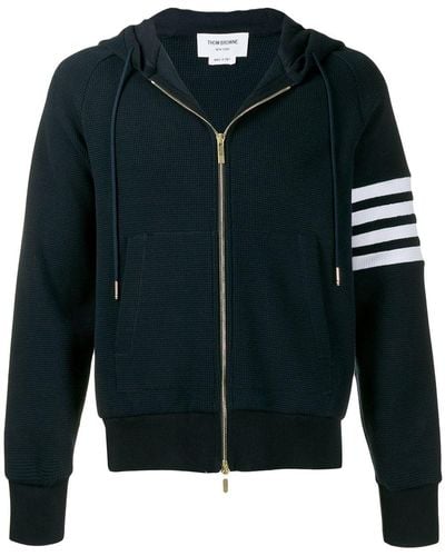 Thom Browne 4-bar Raglan-sleeve Waffle Stitch Hoodie - Black