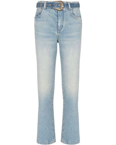 Balmain Jean droit à taille mi-haute - Bleu