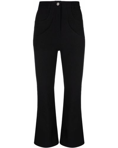 WEINSANTO Cropped Flared Trousers - Black