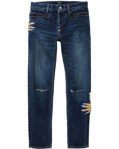 Undercover Motif-embroidered Straight-leg Jeans - Blue