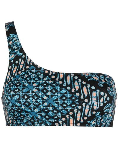 Ulla Johnson Graphic-print One-shoulder Bikini Top - Blue