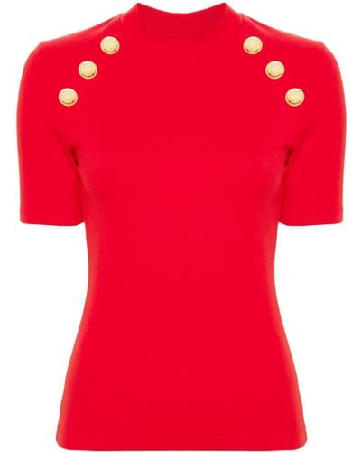Balmain Signature Coin-buttons T-shirt - Red