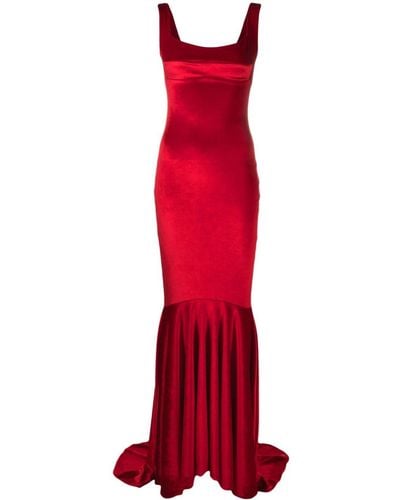 Atu Body Couture Velvet Mermaid Gown - Red