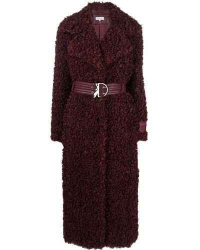 Patrizia Pepe Faux-shearling Belted Long Coat - Red