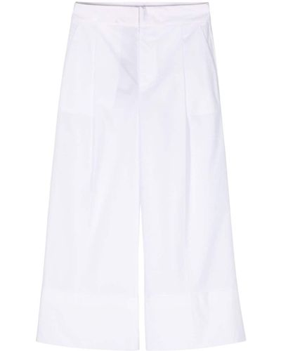 Twin Set Cropped Poplin Trousers - White