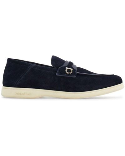 Ferragamo Deconstructed Gancini-detailed Suede Loafers - Blue