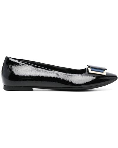 Furla Decorative-buckle Leather Ballerina Shoes - Black