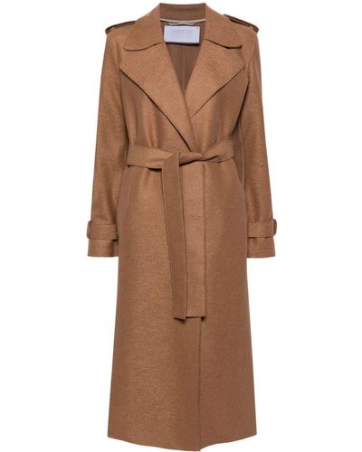 Harris Wharf London Trench en laine vierge à taille ceinturée - Marron