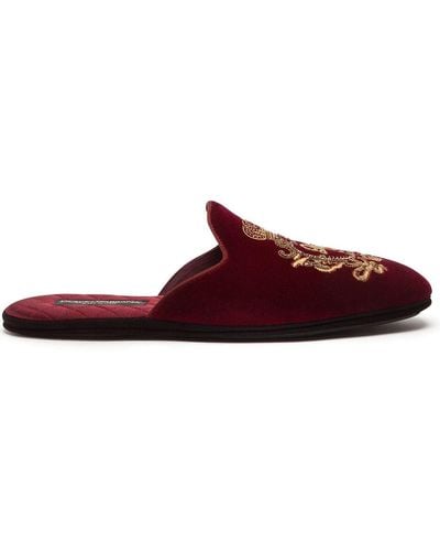Dolce & Gabbana Slippers Met Borduurwerk - Rood