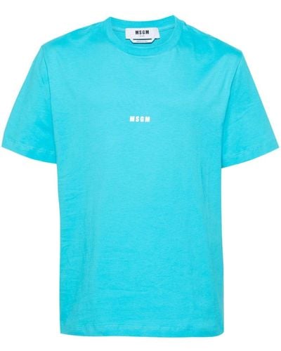 MSGM T-Shirt mit Logo-Print - Blau