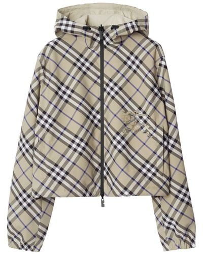 Burberry Reversible Cropped Check Jacket - Grey