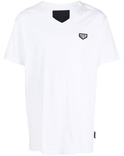 Philipp Plein ロゴ Vネック Tシャツ - ホワイト