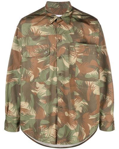 Moschino Camouflage-print Long-sleeve Cotton Shirt - Green